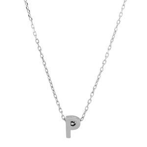 Sterling Silver 925 Gold or Rhodium Plated Small Initial P Necklace